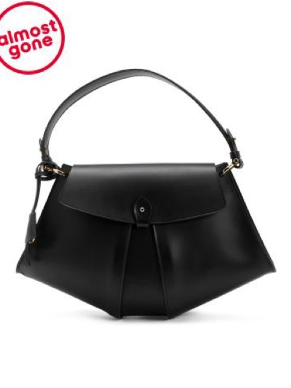 BOLDRINI Made in Italy Black Leather Tulip Shape Shoulder Bag NWT